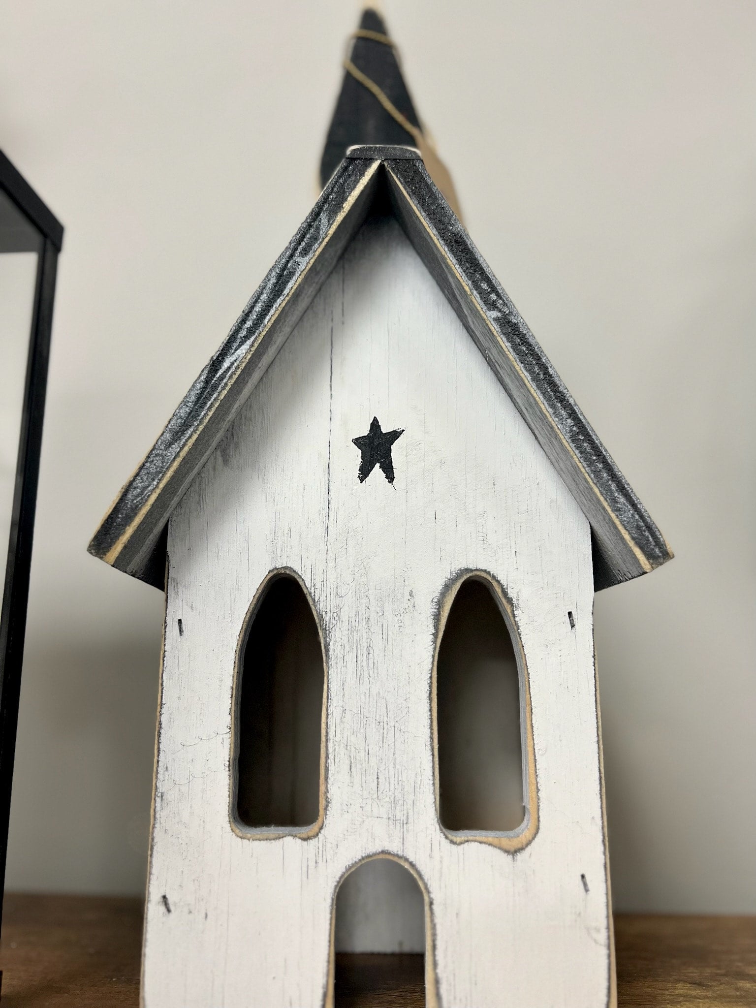 WOODEN CHURCH - COMES WITH A LIGHT THAT PLUGS IN THE BACK OF IT 16
